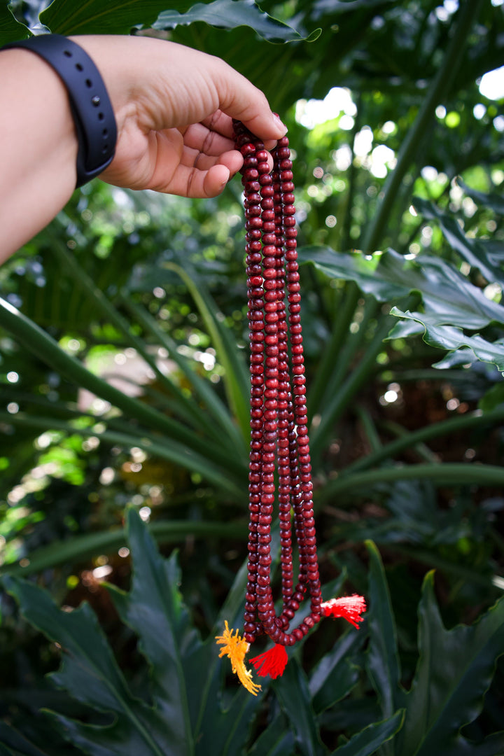 Burgundy Red Mala: 108 Wood Tibetan Prayer Beads, Rosary, Prayer Mala for Meditation, Yoga Accessories, Yogi Necklace, Buddhist, Supplies