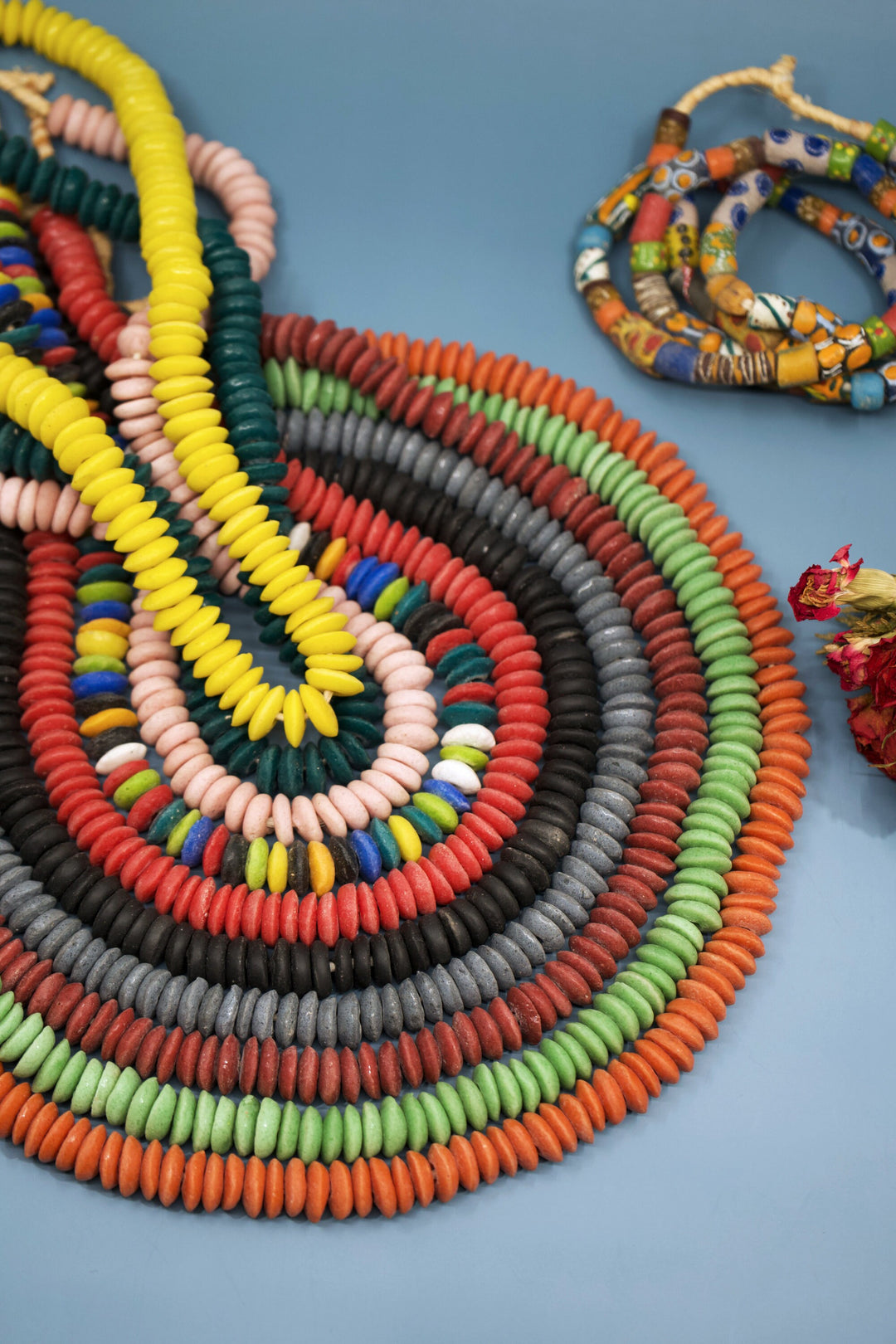 Deep Teal Blue: Ashanti Glass Beads, 14x5mm, Ashanti Krobo Glass Beads, Spacer Beads, FULL strand or Pack of 10 beads, African Beads