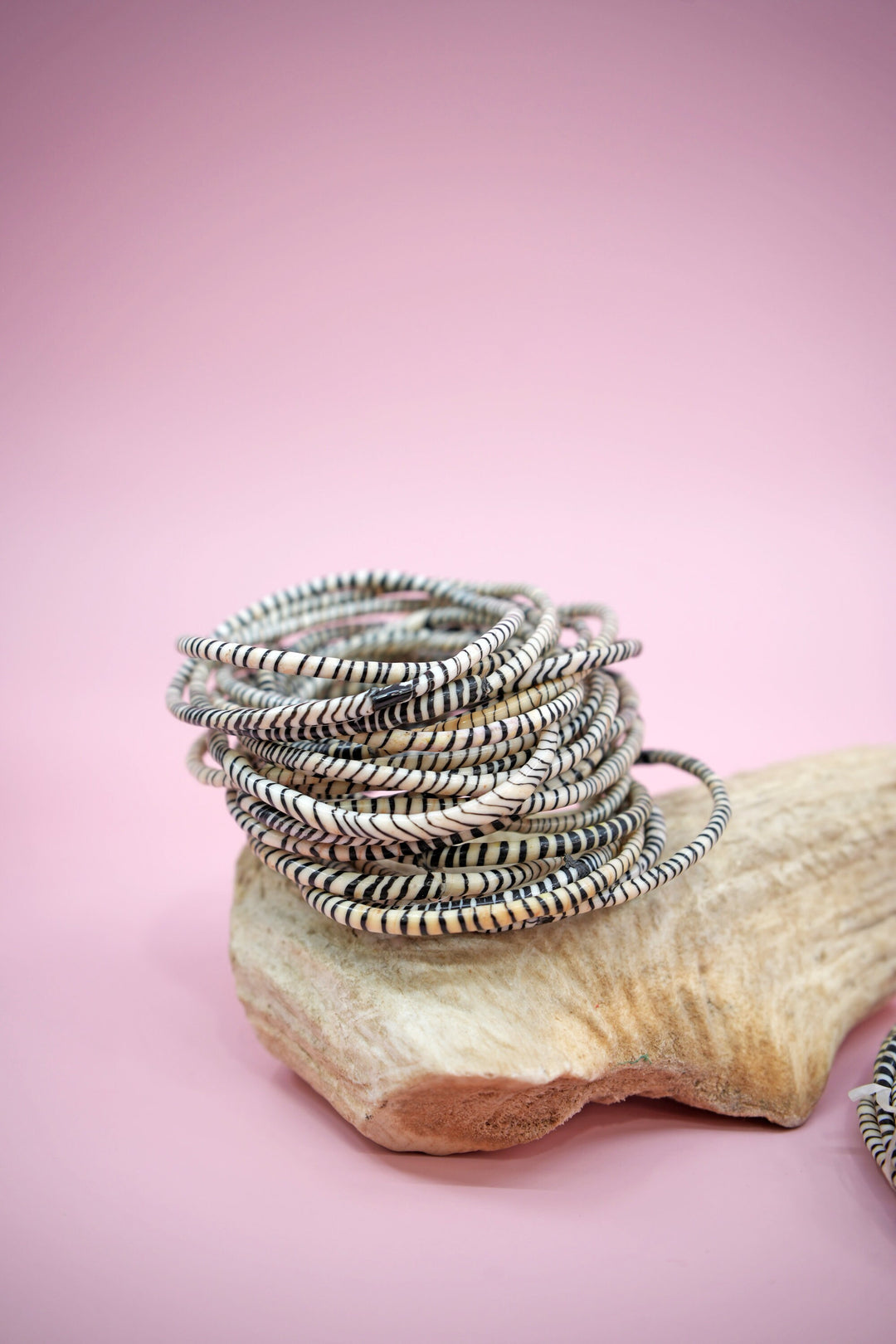 Black and White Arm Party Stack – Set of 12 Recycled Flip Flop Bracelets | Fair Trade Jewelry from Mali, Ethically Sourced, Colorful African Bangles, Waterproof Stack