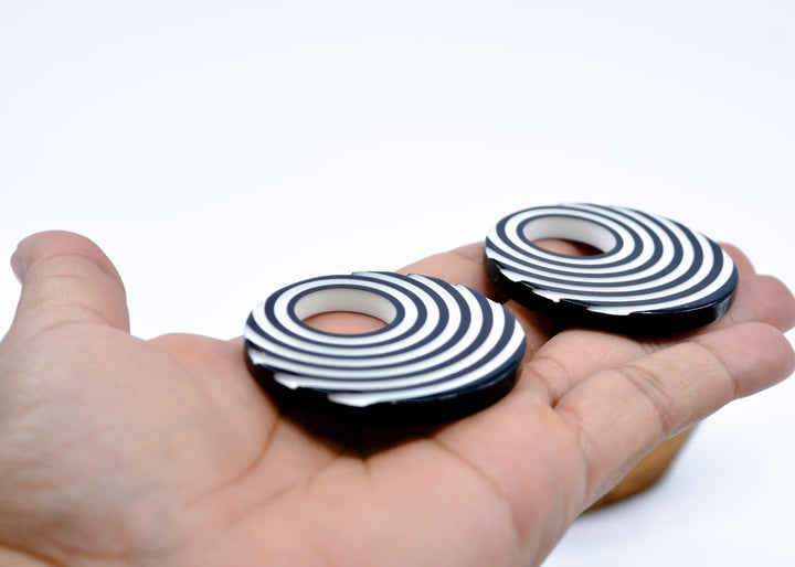 Black and White Acrylic Hoop Beads – 50mm Retro Lucite Hoops (2 Pieces)