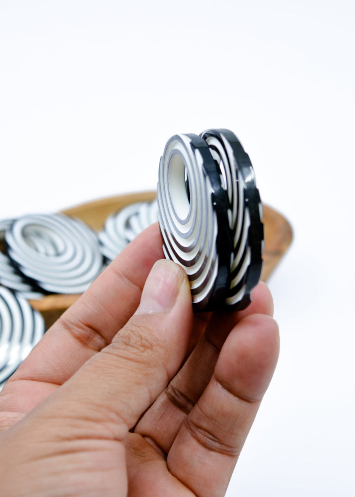 Black and White Acrylic Hoop Beads – 50mm Retro Lucite Hoops (2 Pieces)