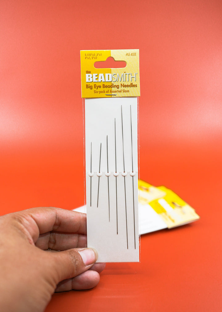 Big Eye Beading Needles: Six assorted size needles, Stainless Steel / BeadSmith, Large Hole, Needle, Findings, Sewing, NeedleCraft, Supplies