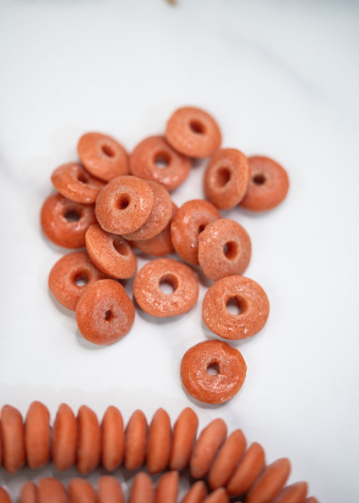 Butterscotch Orange: Ashanti Glass Beads, 14x5mm, Ashanti Krobo Glass Beads, Spacer Beads, FULL strand or Pack of 10 beads, African Beads