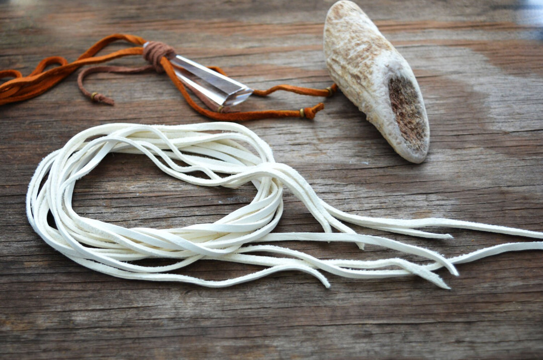 BULK White Deerskin Leather Strap 3mm x 36 Inches Leather Straps, 10 Pieces