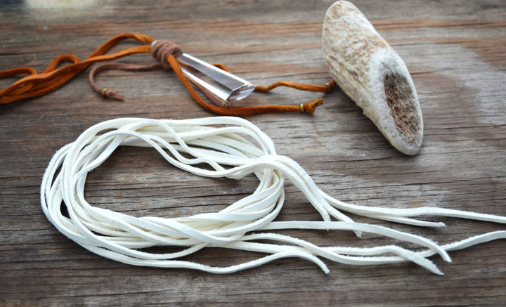 BULK White Deerskin Leather Strap 3mm x 36 Inches Leather Straps, 10 Pieces