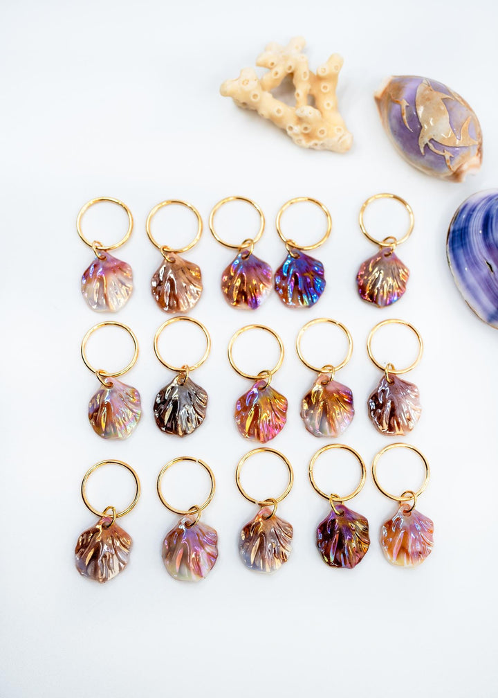 Iridescent Shell Charms: Multicolor, Purple, Pink Iridescent Clam Shell Charms, Shell Earrings, Shell Necklaces, 18x15mm, 10 pcs, Supplies