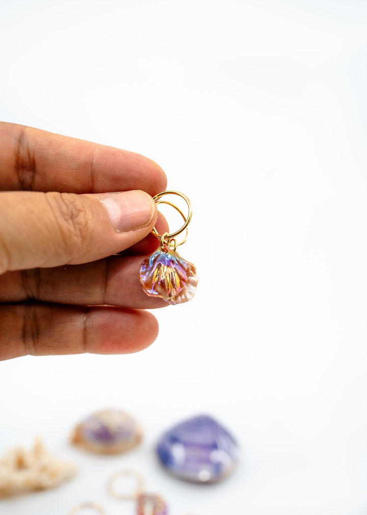 Iridescent Shell Charms: Multicolor, Purple, Pink Iridescent Clam Shell Charms, Shell Earrings, Shell Necklaces, 18x15mm, 10 pcs, Supplies