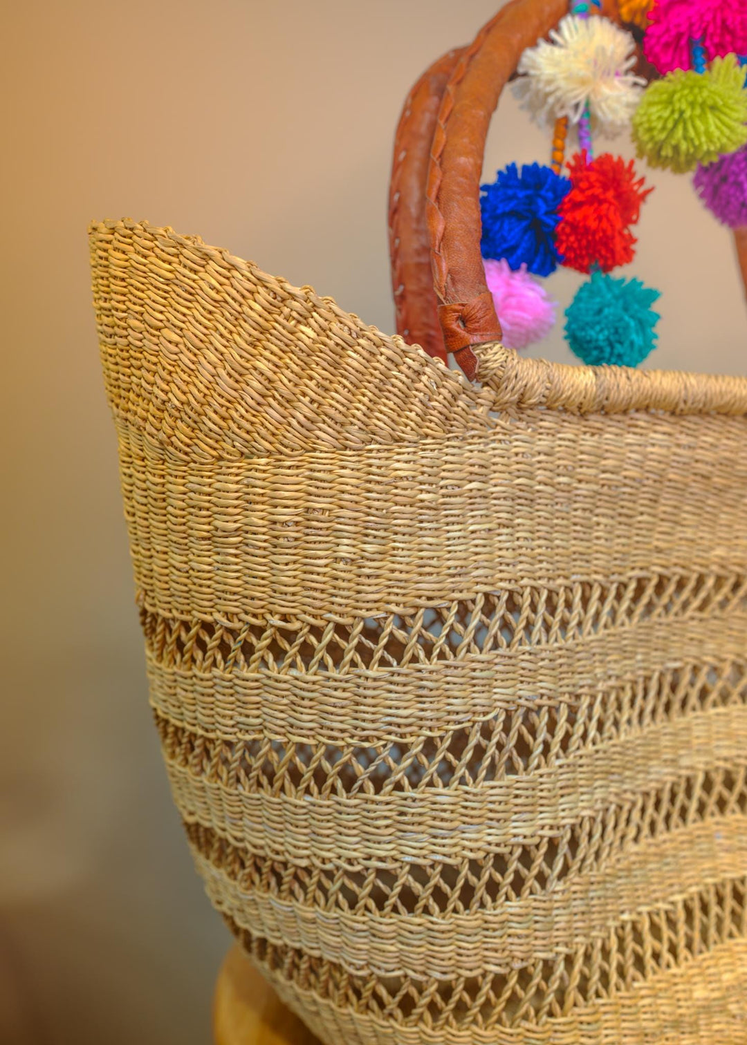 Jane: Tan, Large Deluxe Bolga Basket from Africa, Handmade Straw Ghana Basket, Bolga Basket, Fair Trade Harvest Basket, Gifts