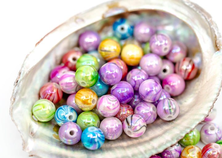 Multicolor Water Ripple AB Acrylic Beads, 10mm Bubblegum Beads, 20 beads for DIY Bracelet and Jewelry Making, Phone Straps, Supplies
