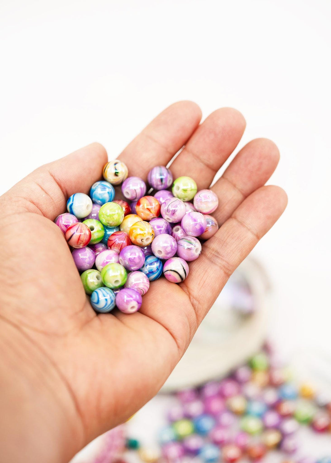 Multicolor Water Ripple AB Acrylic Beads, 10mm Bubblegum Beads, 20 beads for DIY Bracelet and Jewelry Making, Phone Straps, Supplies