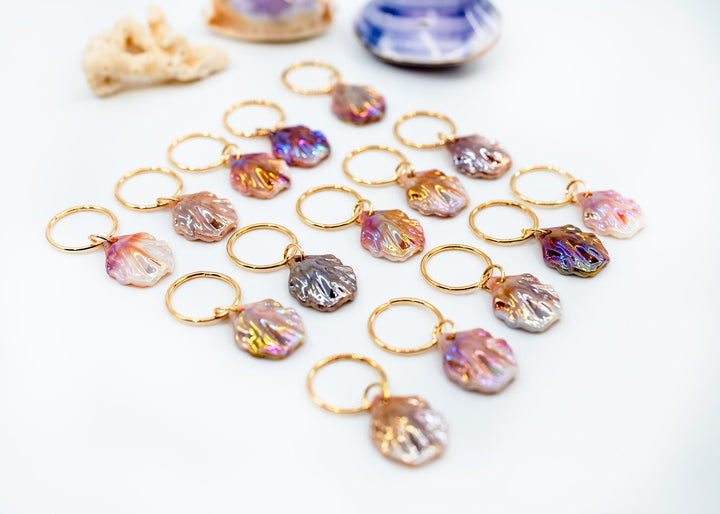 Iridescent Shell Charms: Multicolor, Purple, Pink Iridescent Clam Shell Charms, Shell Earrings, Shell Necklaces, 18x15mm, 10 pcs, Supplies