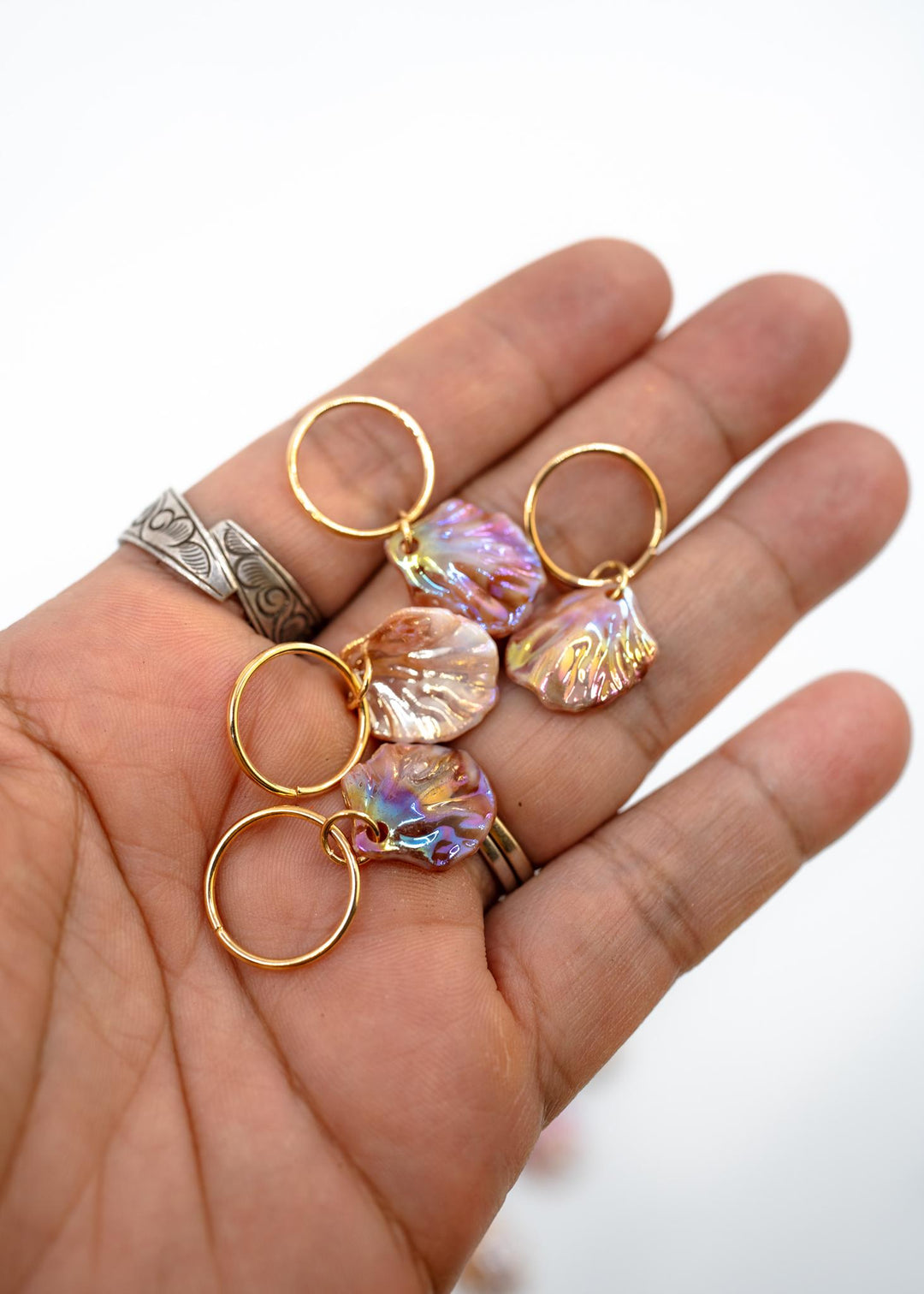 Iridescent Shell Charms: Multicolor, Purple, Pink Iridescent Clam Shell Charms, Shell Earrings, Shell Necklaces, 18x15mm, 10 pcs, Supplies