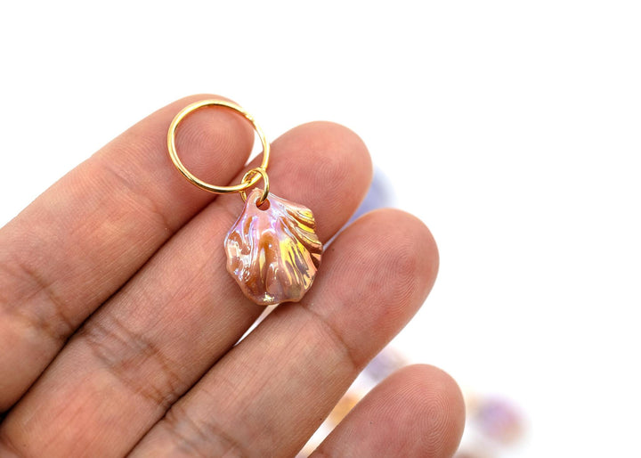 Iridescent Shell Charms: Multicolor, Purple, Pink Iridescent Clam Shell Charms, Shell Earrings, Shell Necklaces, 18x15mm, 10 pcs, Supplies