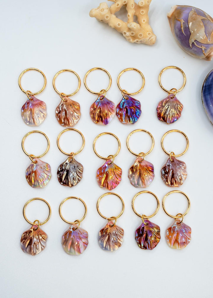 Iridescent Shell Charms: Multicolor, Purple, Pink Iridescent Clam Shell Charms, Shell Earrings, Shell Necklaces, 18x15mm, 10 pcs, Supplies