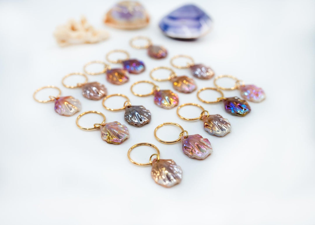 Iridescent Shell Charms: Multicolor, Purple, Pink Iridescent Clam Shell Charms, Shell Earrings, Shell Necklaces, 18x15mm, 10 pcs, Supplies