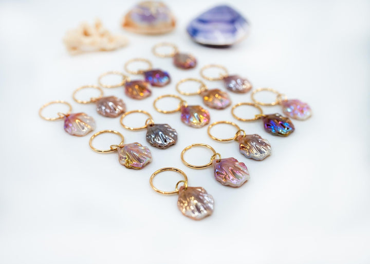 Iridescent Shell Charms: Multicolor, Purple, Pink Iridescent Clam Shell Charms, Shell Earrings, Shell Necklaces, 18x15mm, 10 pcs, Supplies