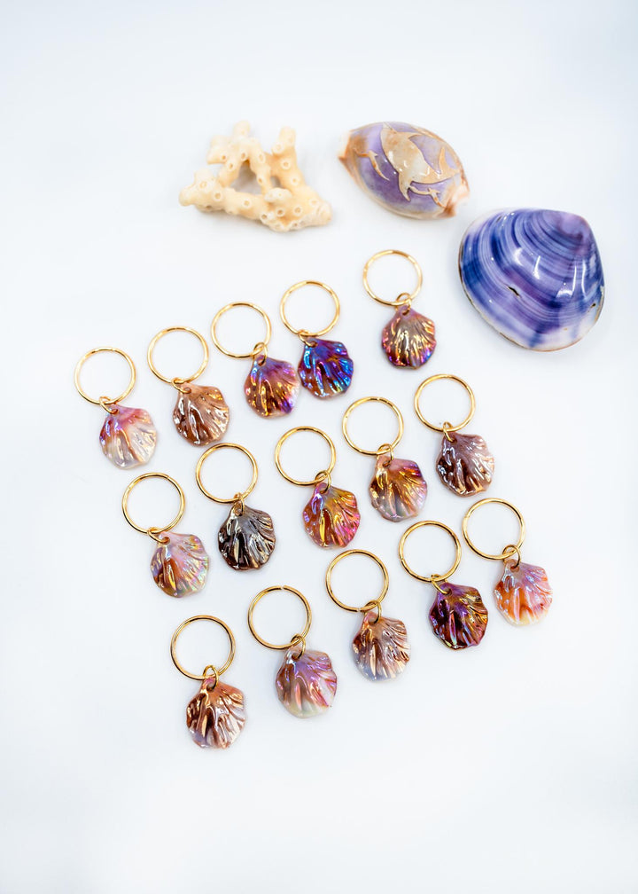 Iridescent Shell Charms: Multicolor, Purple, Pink Iridescent Clam Shell Charms, Shell Earrings, Shell Necklaces, 18x15mm, 10 pcs, Supplies