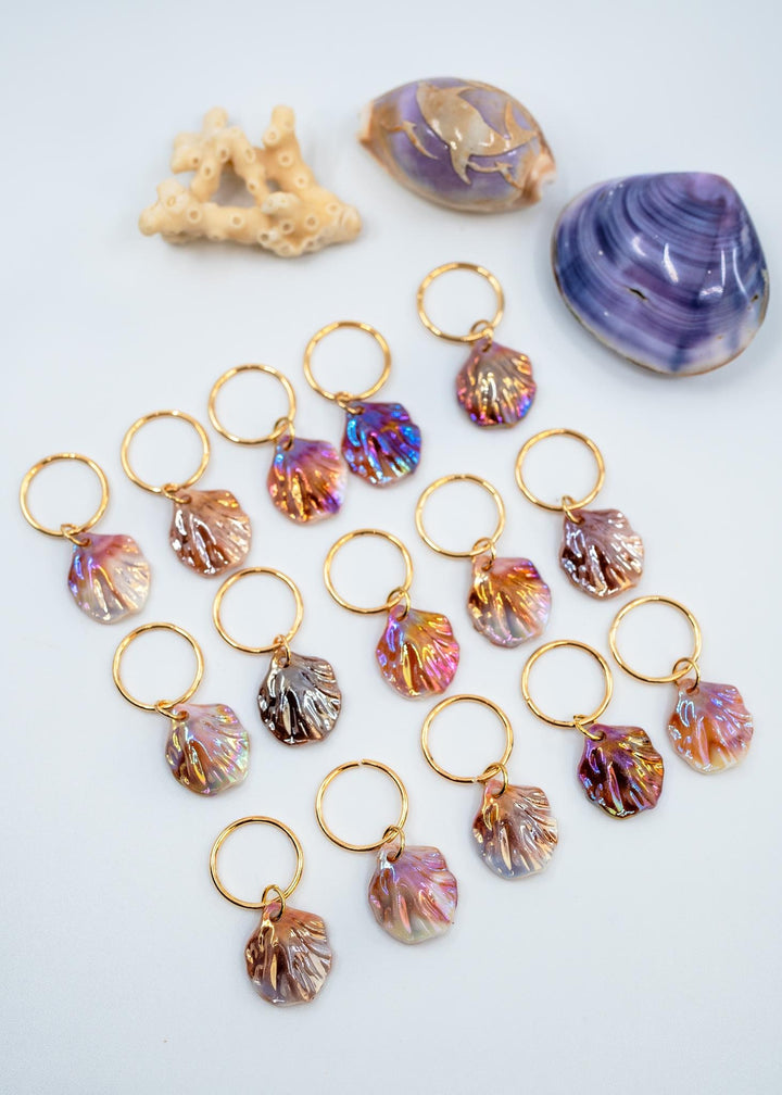 Iridescent Shell Charms: Multicolor, Purple, Pink Iridescent Clam Shell Charms, Shell Earrings, Shell Necklaces, 18x15mm, 10 pcs, Supplies
