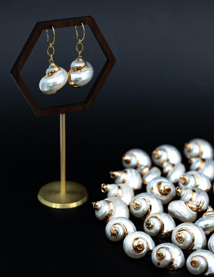 Gold Electroplated Pearl Turbo Shells, Sold by each, Shell Earrings, Shell Charms, Shell Necklace, Plated Shell Jewelry, Jewelry Supplies