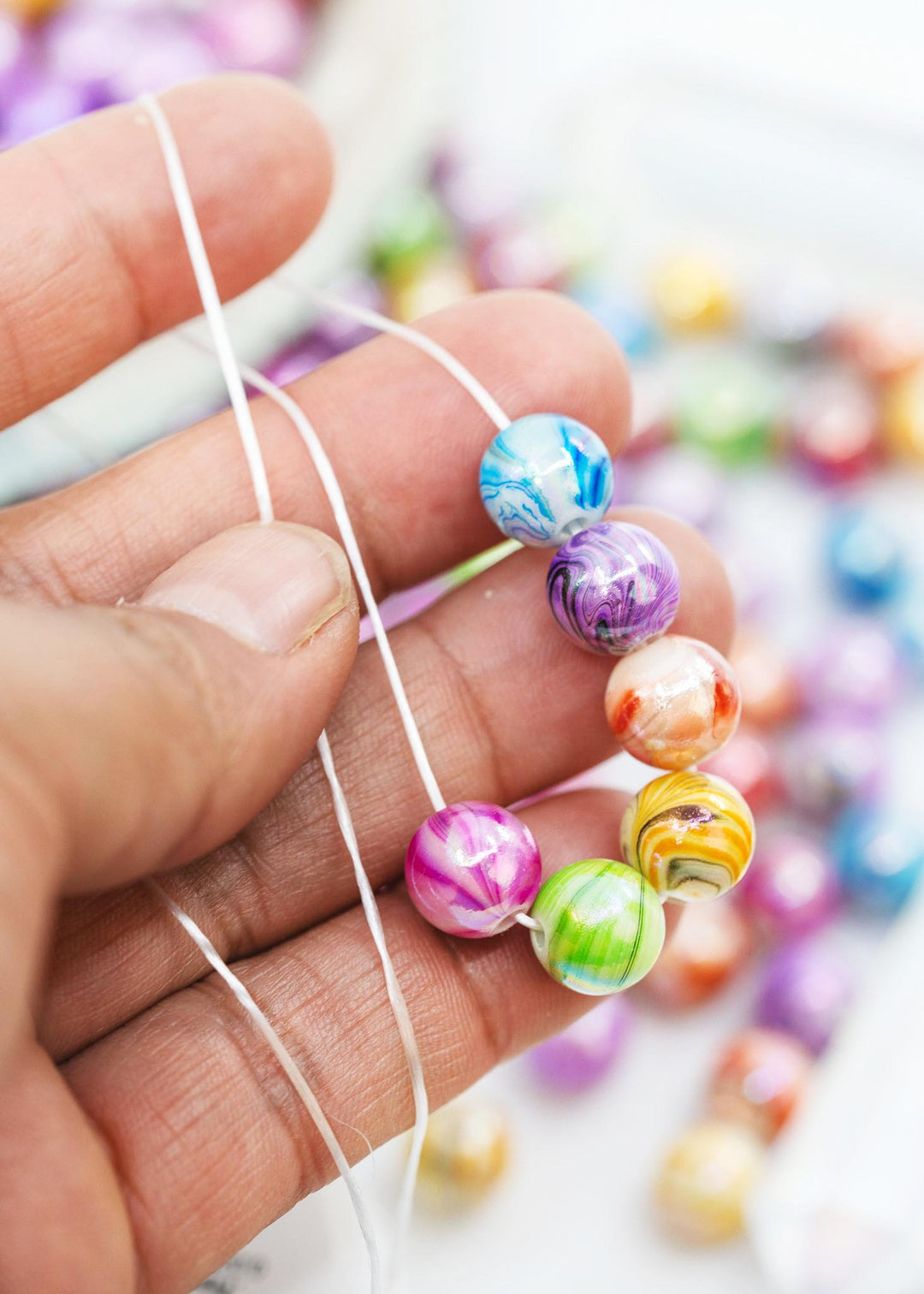 Multicolor Water Ripple AB Acrylic Beads, 10mm Bubblegum Beads, 20 beads for DIY Bracelet and Jewelry Making, Phone Straps, Supplies