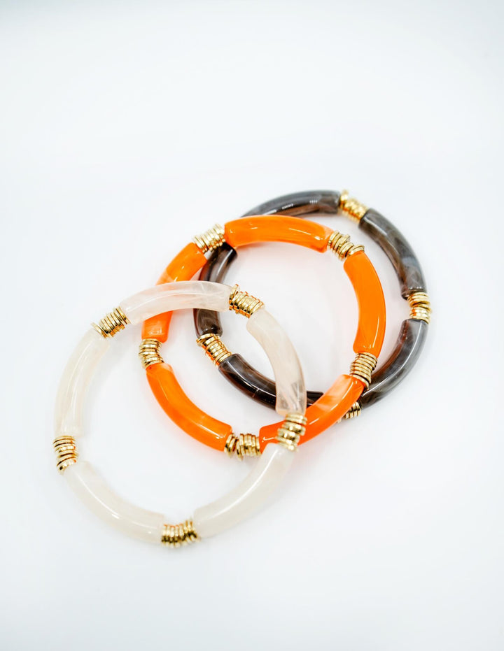 Josie Acrylic Tube Bracelet Set – Neutral Stackable Lucite Bangles (3 Bracelets)
