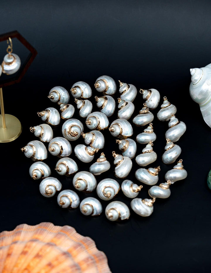 Gold Electroplated Pearl Turbo Shells, Sold by each, Shell Earrings, Shell Charms, Shell Necklace, Plated Shell Jewelry, Jewelry Supplies