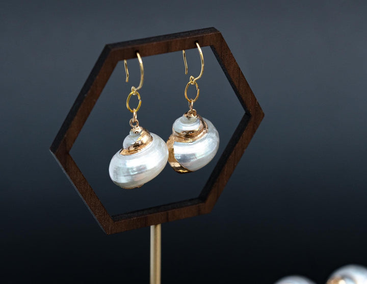 Gold Electroplated Pearl Turbo Shells, Sold by each, Shell Earrings, Shell Charms, Shell Necklace, Plated Shell Jewelry, Jewelry Supplies