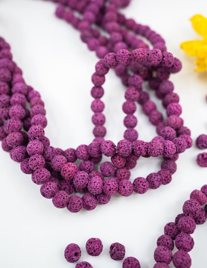 Fuchsia Pink Lava Rock Beads 8mm – Oil Diffuser Beads, 16" strand