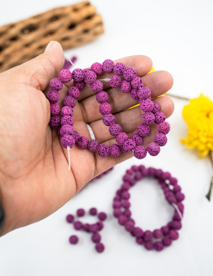 Fuchsia Pink Lava Rock Beads 8mm – Oil Diffuser Beads, 16" strand