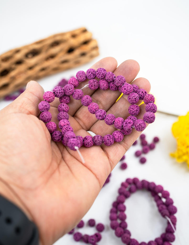 Fuchsia Pink Lava Rock Beads 8mm – Oil Diffuser Beads, 16" strand