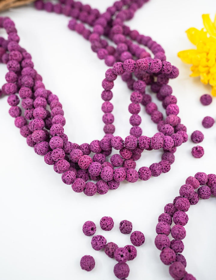 Fuchsia Pink Lava Rock Beads 8mm – Oil Diffuser Beads, 16" strand