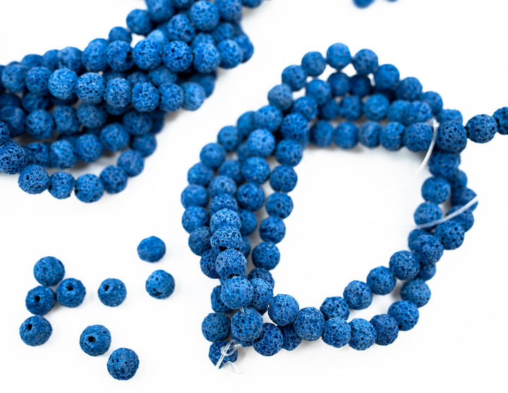 Blue Lava Rock Beads 8mm – Oil Diffuser Beads, 16" strand