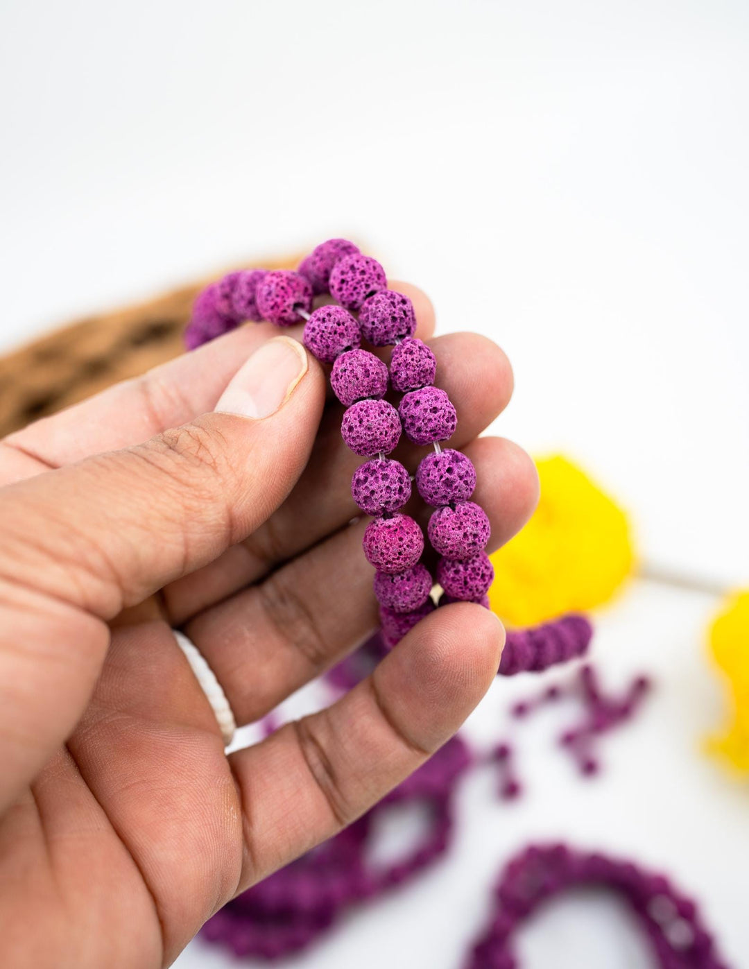 Fuchsia Pink Lava Rock Beads 8mm – Oil Diffuser Beads, 16" strand
