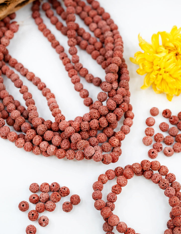 Terracotta Brown Lava Rock Beads 8mm – Oil Diffuser Beads, 16" strand