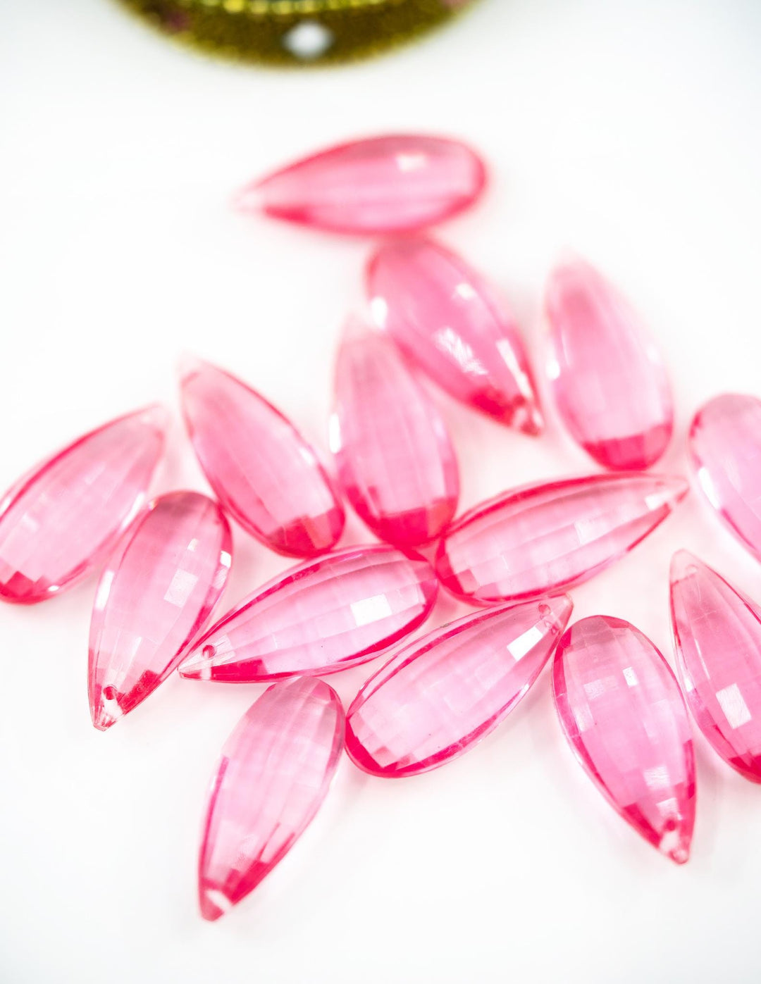Pink: Vintage 1980s German Resin Teardrop Beads, 29mm, Sold by each, Perspex, Lucite Beads, Vintage Beads, Charms, Acrylic