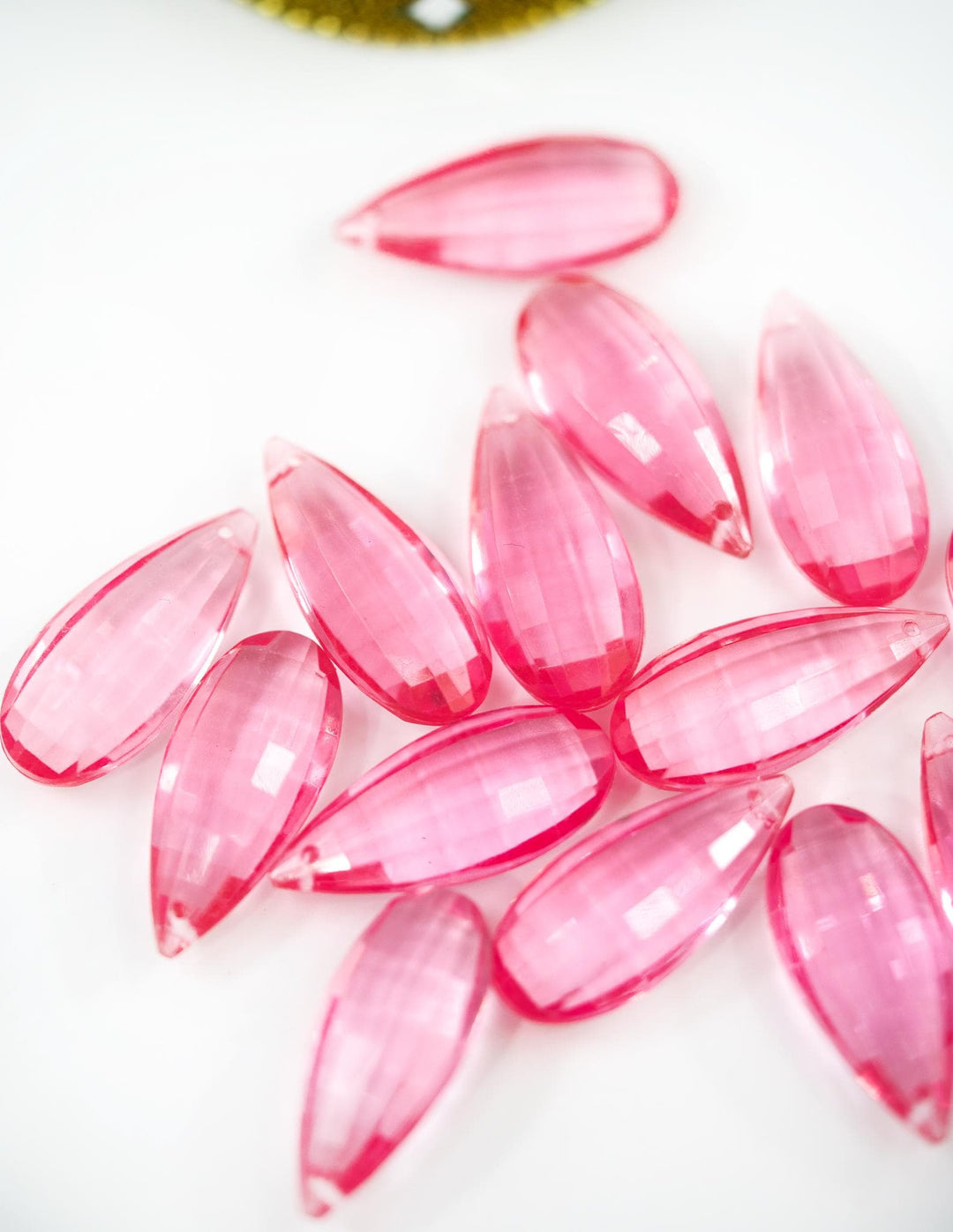 Pink: Vintage 1980s German Resin Teardrop Beads, 29mm, Sold by each, Perspex, Lucite Beads, Vintage Beads, Charms, Acrylic