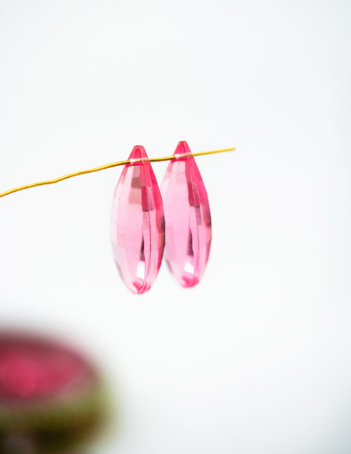 Pink: Vintage 1980s German Resin Teardrop Beads, 29mm, Sold by each, Perspex, Lucite Beads, Vintage Beads, Charms, Acrylic