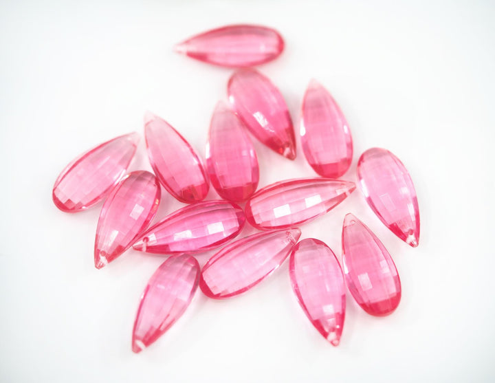 Pink: Vintage 1980s German Resin Teardrop Beads, 29mm, Sold by each, Perspex, Lucite Beads, Vintage Beads, Charms, Acrylic