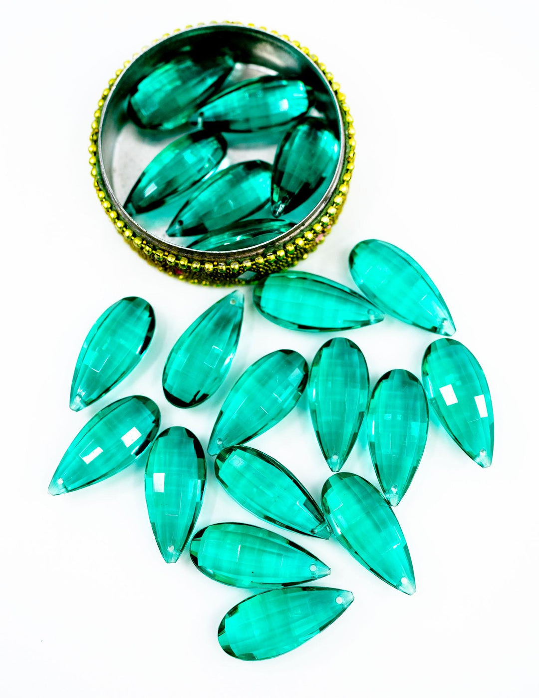 Emerald Green: Vintage 1980s German Resin Teardrop Beads, 29mm, Sold by each, Perspex, Lucite Beads, Vintage Beads, Charms, Acrylic