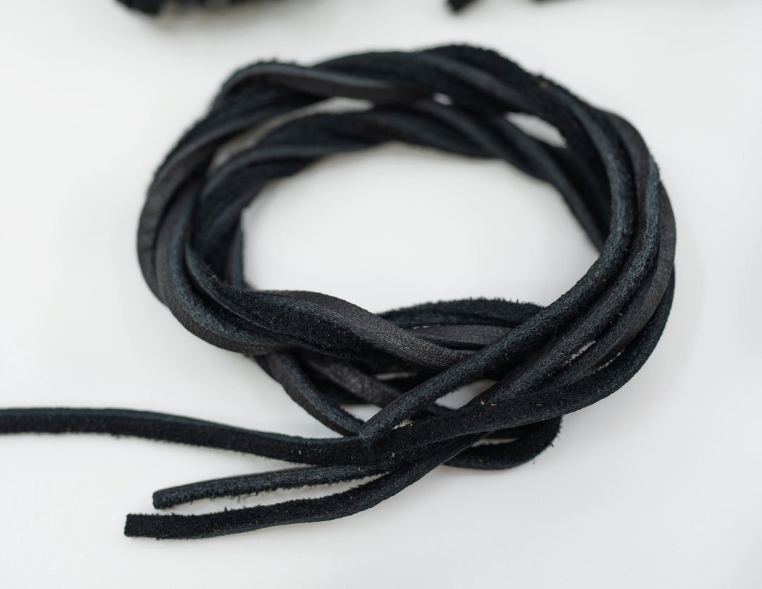 BULK Black Deerskin Leather Strap 3mm x 36 Inches Leather Straps, 10 Pieces