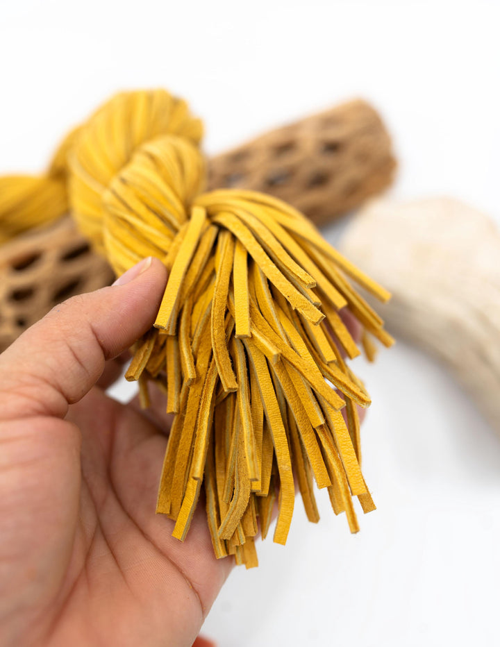 Golden Yellow Deerskin Leather Lace, 3mm x 36 Inches Leather Strap, 1 Piece
