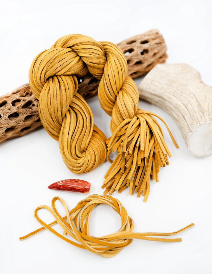 Golden Yellow Deerskin Leather Lace, 3mm x 36 Inches Leather Strap, 1 Piece