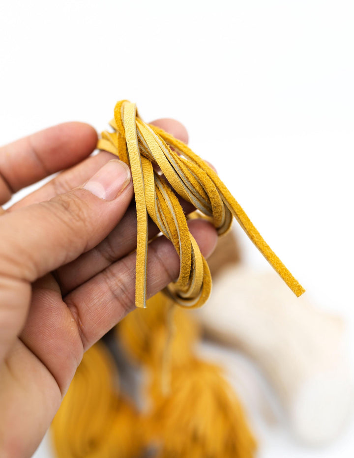 BULK Golden Yellow Deerskin Leather Strap 3mm x 36 Inches Leather Straps, 10 Pieces