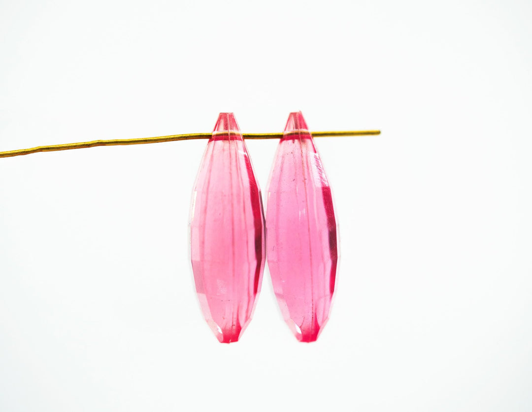 Pink: Vintage 1980s German Resin Teardrop Beads, 29mm, Sold by each, Perspex, Lucite Beads, Vintage Beads, Charms, Acrylic