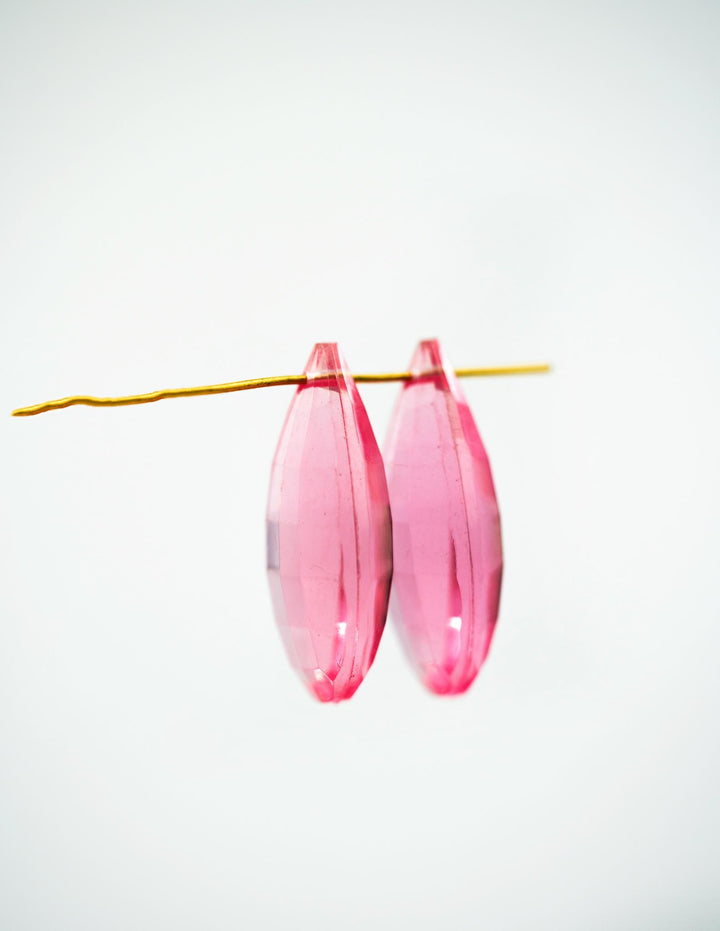 Pink: Vintage 1980s German Resin Teardrop Beads, 29mm, Sold by each, Perspex, Lucite Beads, Vintage Beads, Charms, Acrylic