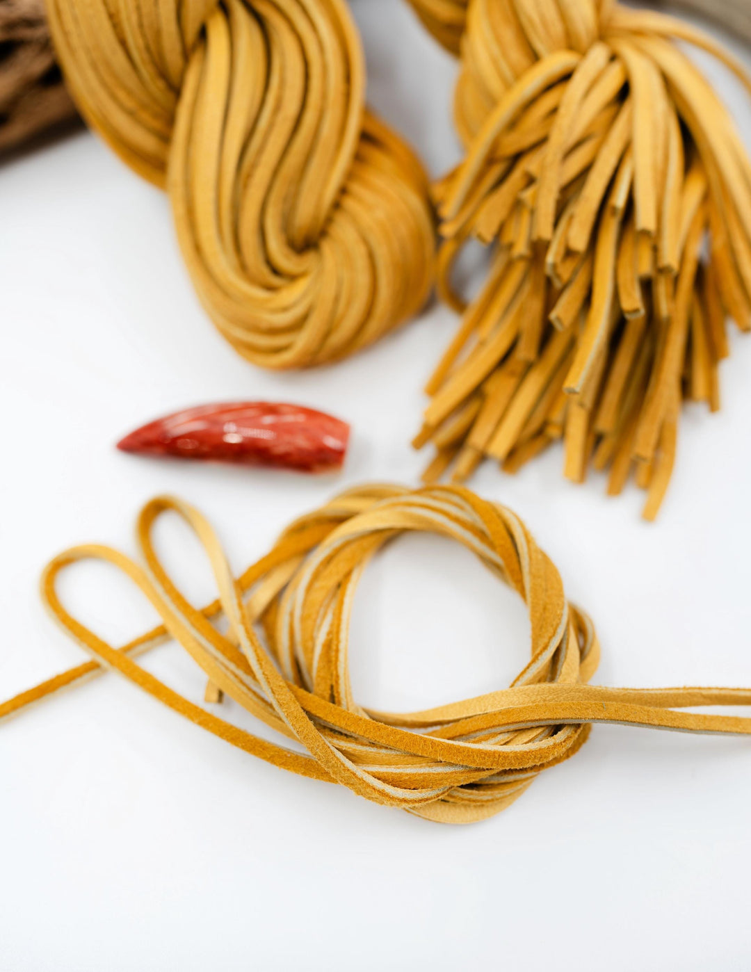 Golden Yellow Deerskin Leather Lace, 3mm x 36 Inches Leather Strap, 1 Piece