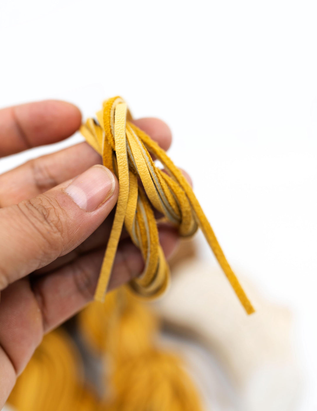 Golden Yellow Deerskin Leather Lace, 3mm x 36 Inches Leather Strap, 1 Piece