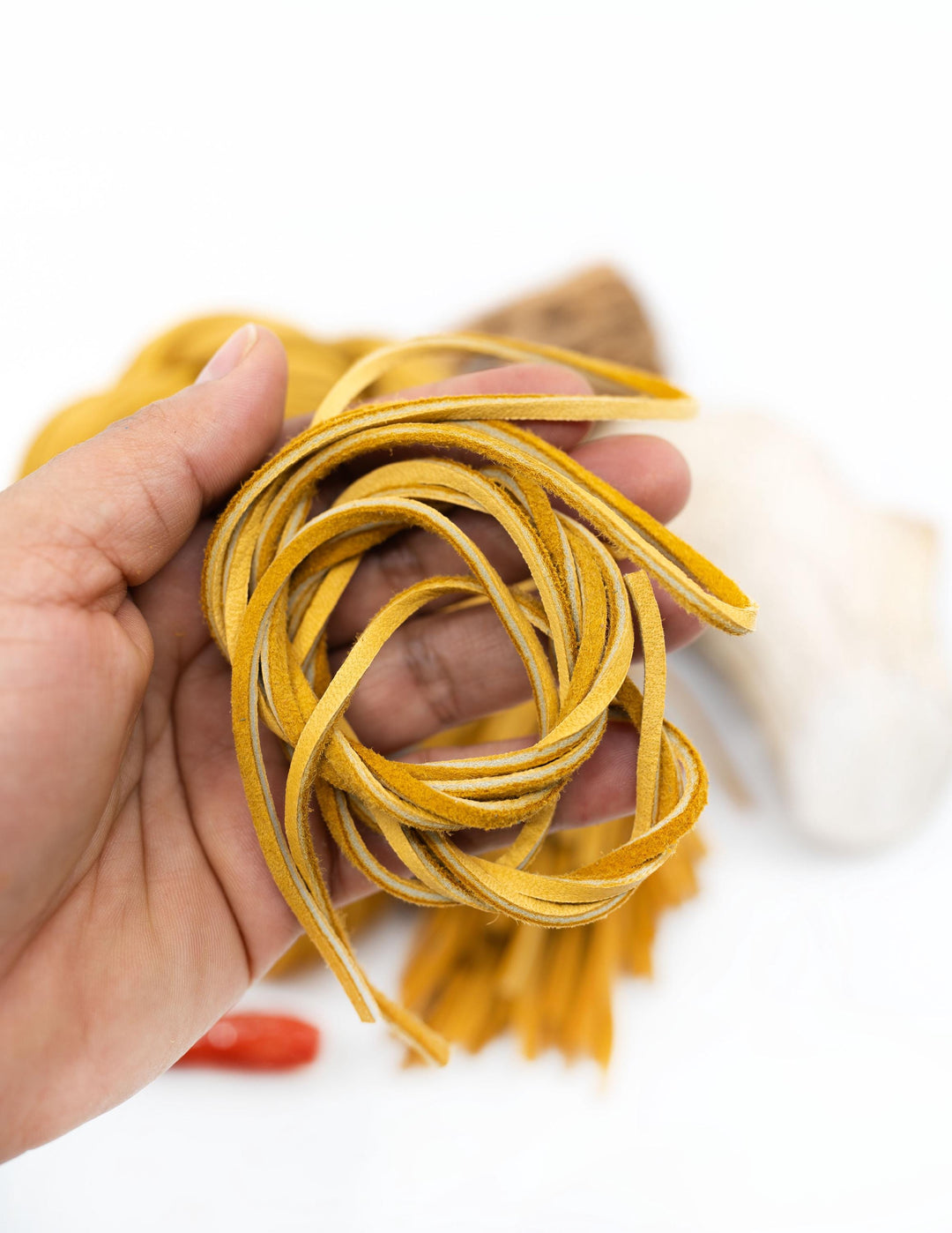 Golden Yellow Deerskin Leather Lace, 3mm x 36 Inches Leather Strap, 1 Piece