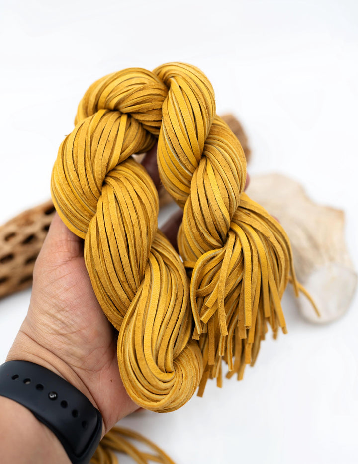Golden Yellow Deerskin Leather Lace, 3mm x 36 Inches Leather Strap, 1 Piece