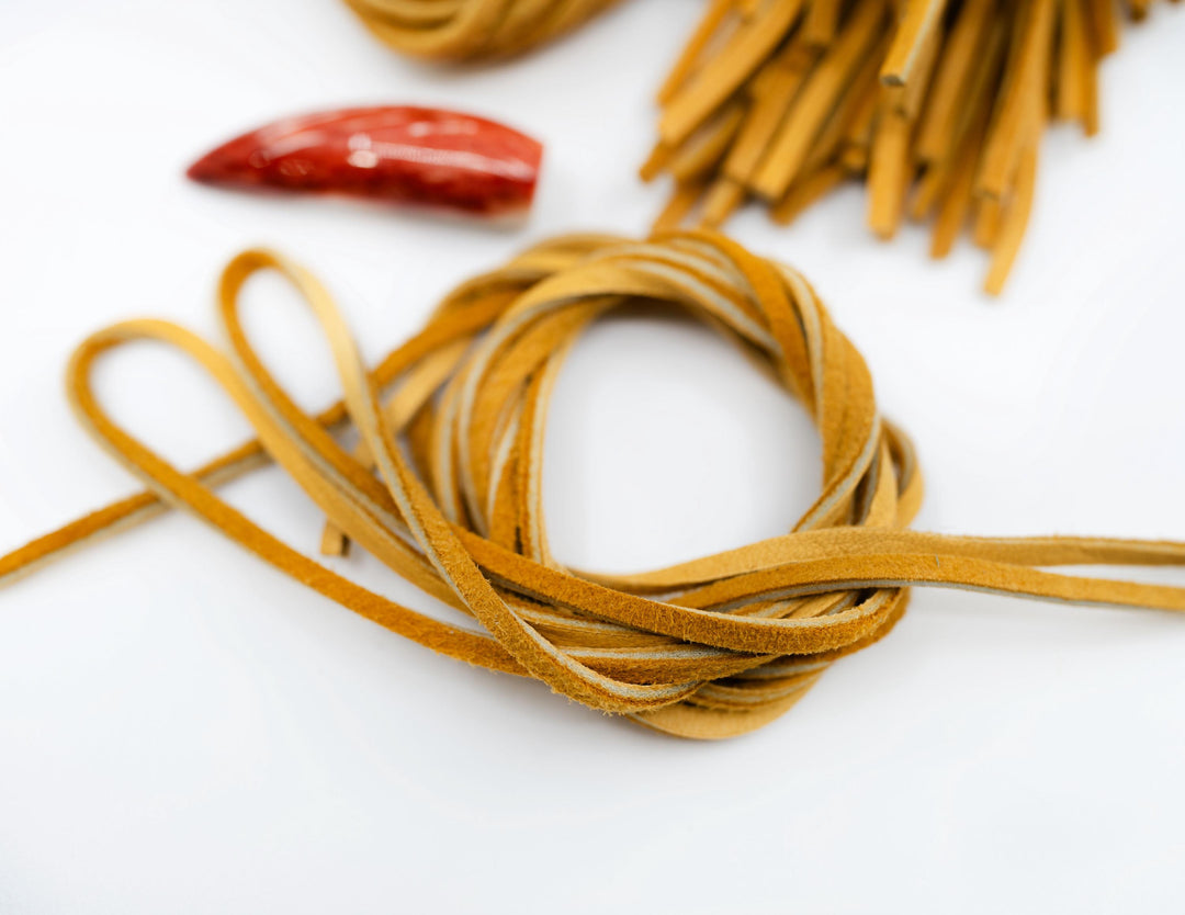 BULK Golden Yellow Deerskin Leather Strap 3mm x 36 Inches Leather Straps, 10 Pieces